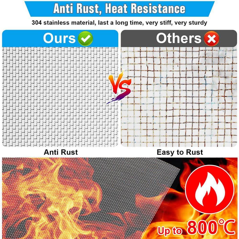 NVNOO 11.8 in. x 8.2 in. Stainless Steel Woven Wire Mesh Never Rust (4-Pack) (2)