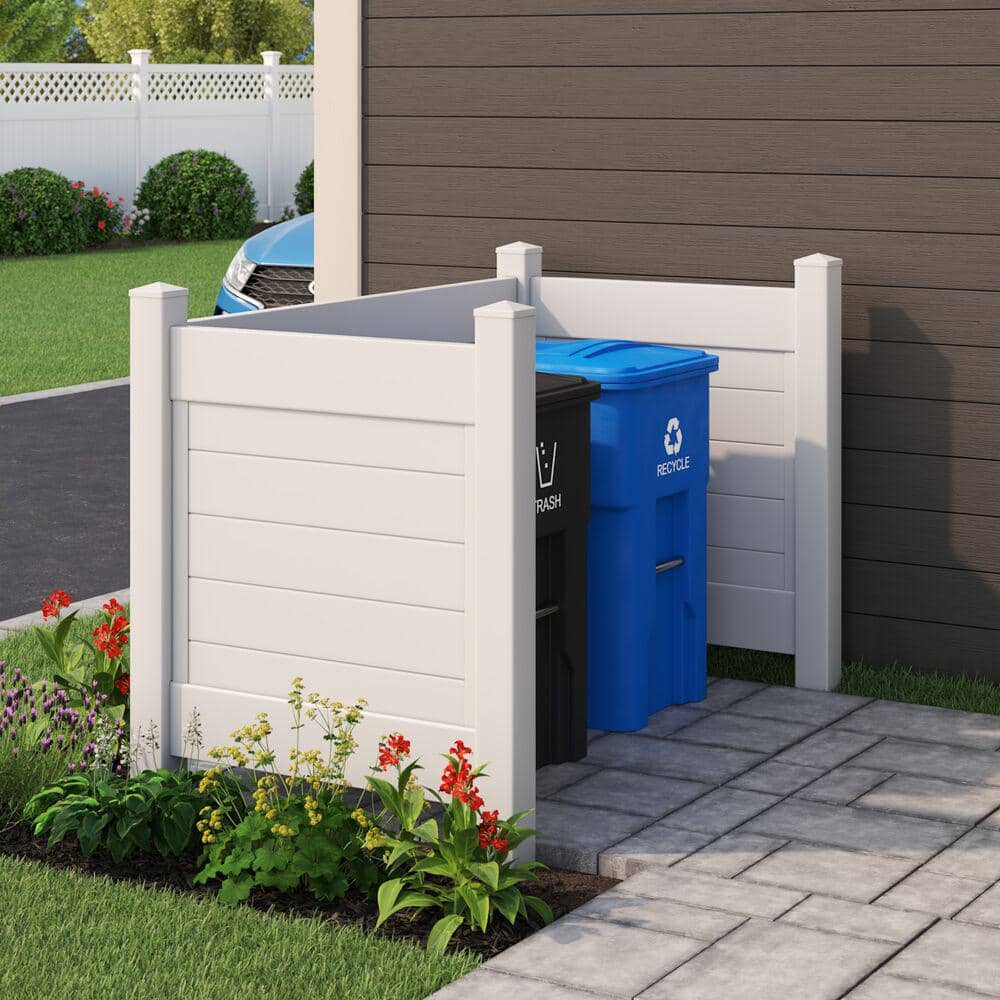 Barrette Outdoor Living White Vinyl 4 ft. x 6 ft. Privacy Trash Corral and Enclosure (2)