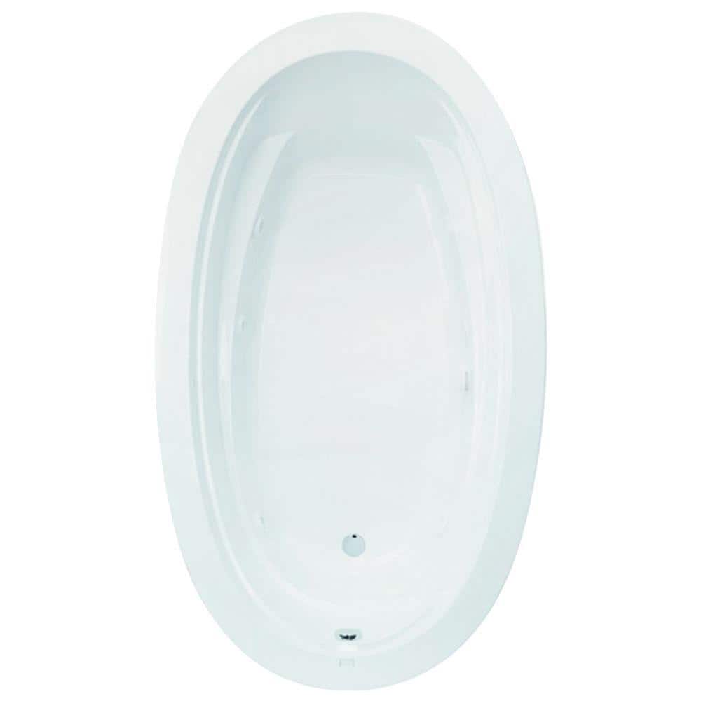Aquatic Belmont II 72 in. Acrylic Drop in Whirlpool Reversible Drain Oval Bathtub with Heater in White (1)