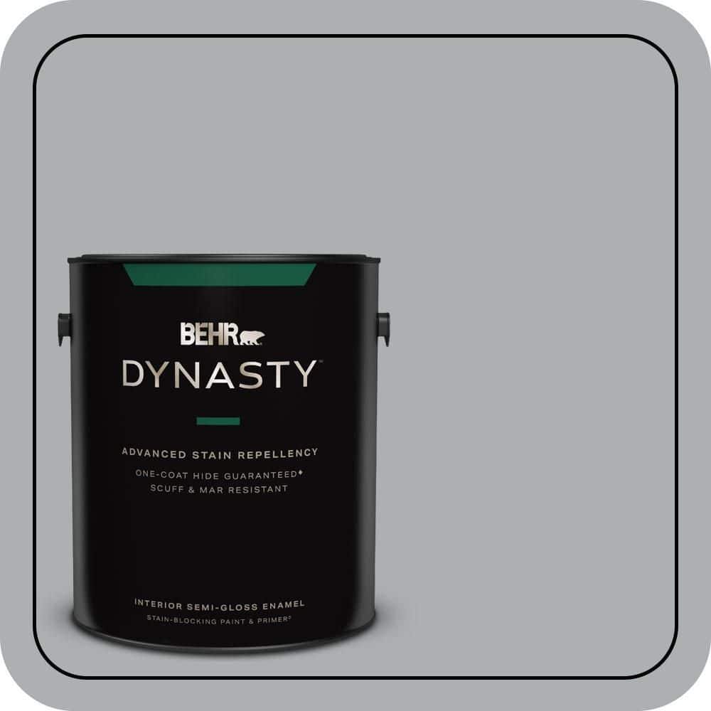 BEHR DYNASTY 1 gal. #N500-3 Tin Foil One-Coat Hide Semi-Gloss Enamel Interior Stain-Blocking Paint & Primer