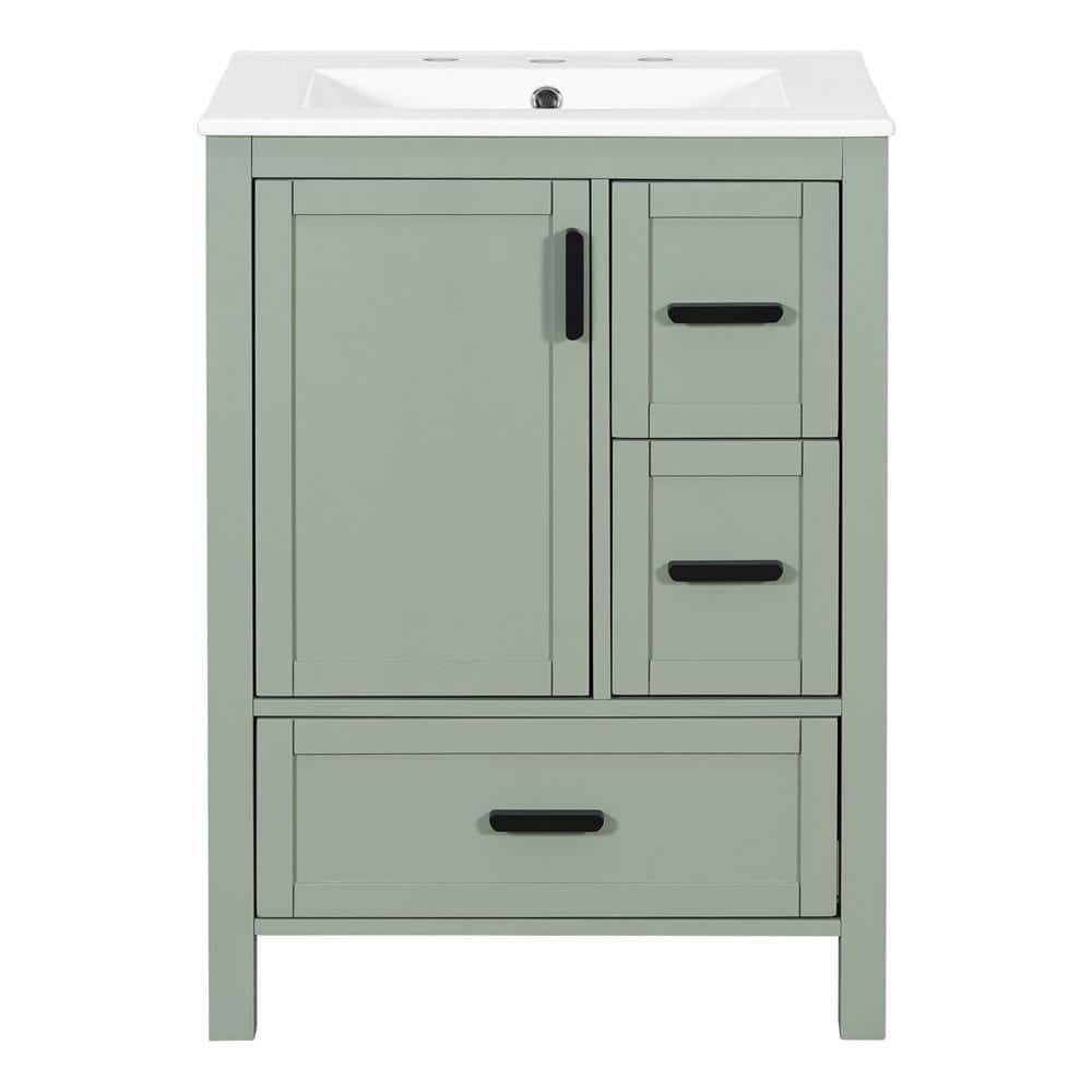 Zeus & Ruta 24 in. Bath Vanity Cabinet without Top in Green Assembled