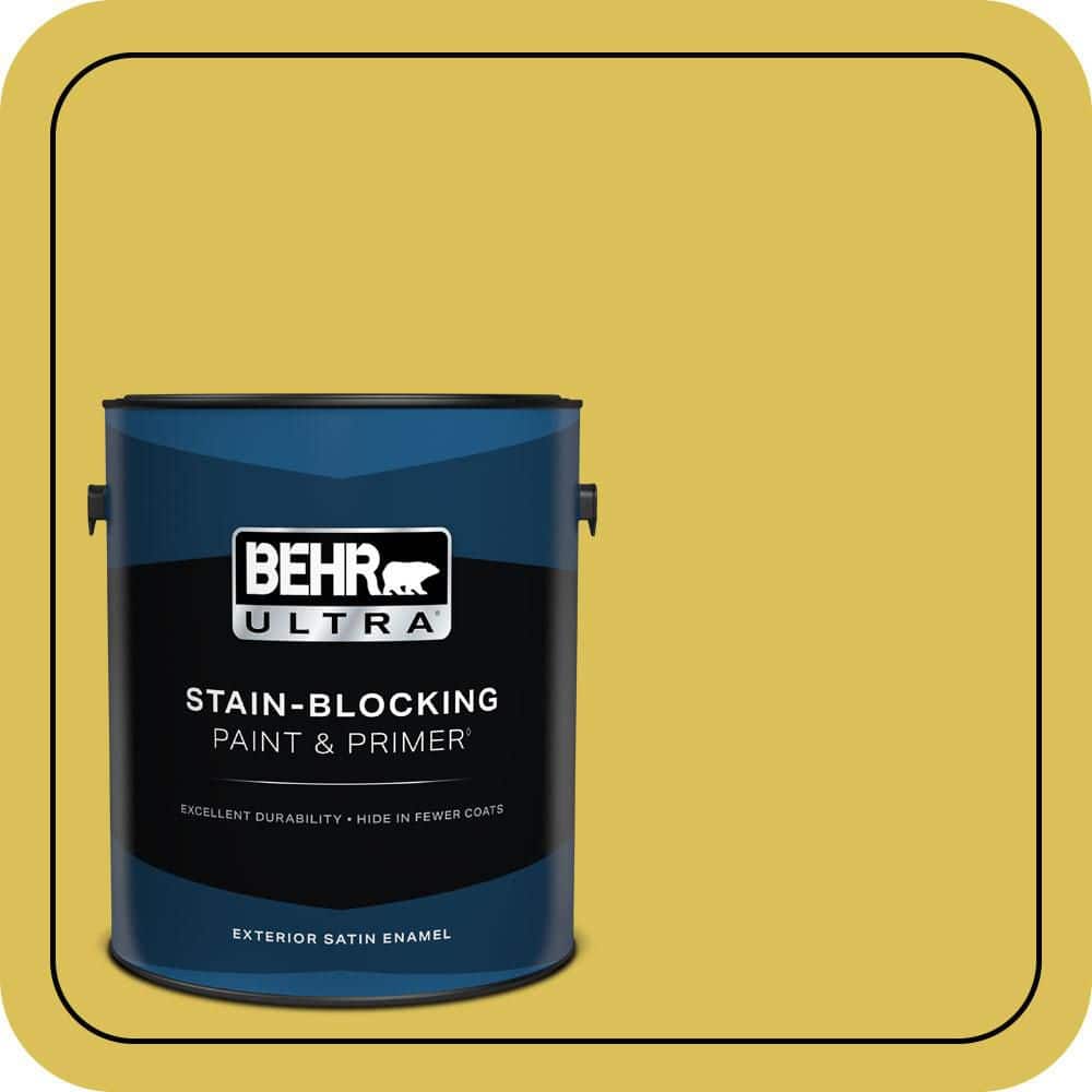 BEHR ULTRA 1 gal. #P320-6 Sulfur Yellow Satin Enamel Exterior Paint & Primer