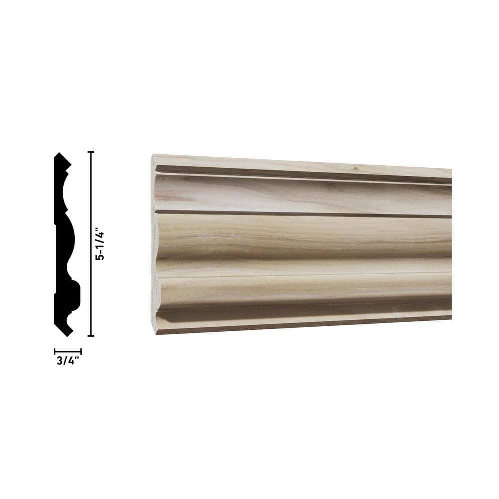 Ornamental Mouldings . 75 in. D x 5.25 in. W x 92 in. L Unfinished Poplar Wood Arvato Crown Moulding (3)