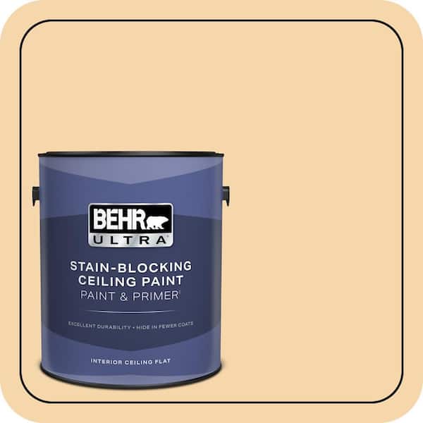 BEHR ULTRA 1 gal. #PPU6-08 Pale Honey Ceiling Flat Interior Paint & Primer (2)