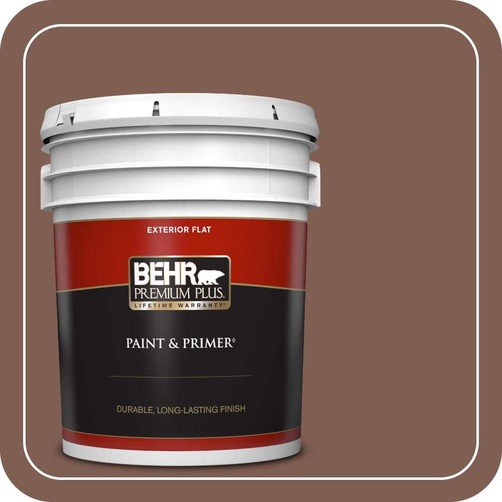 BEHR PREMIUM PLUS 5 gal. #N160-6 Spanish Chestnut Flat Exterior Paint & Primer
