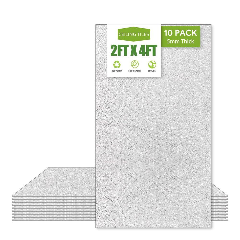 Gigrwiin White 2 ft. x 4 ft. Decorative Textured Ceiling Tile 80 (sq. ft. / case) 10-Tiles (3)