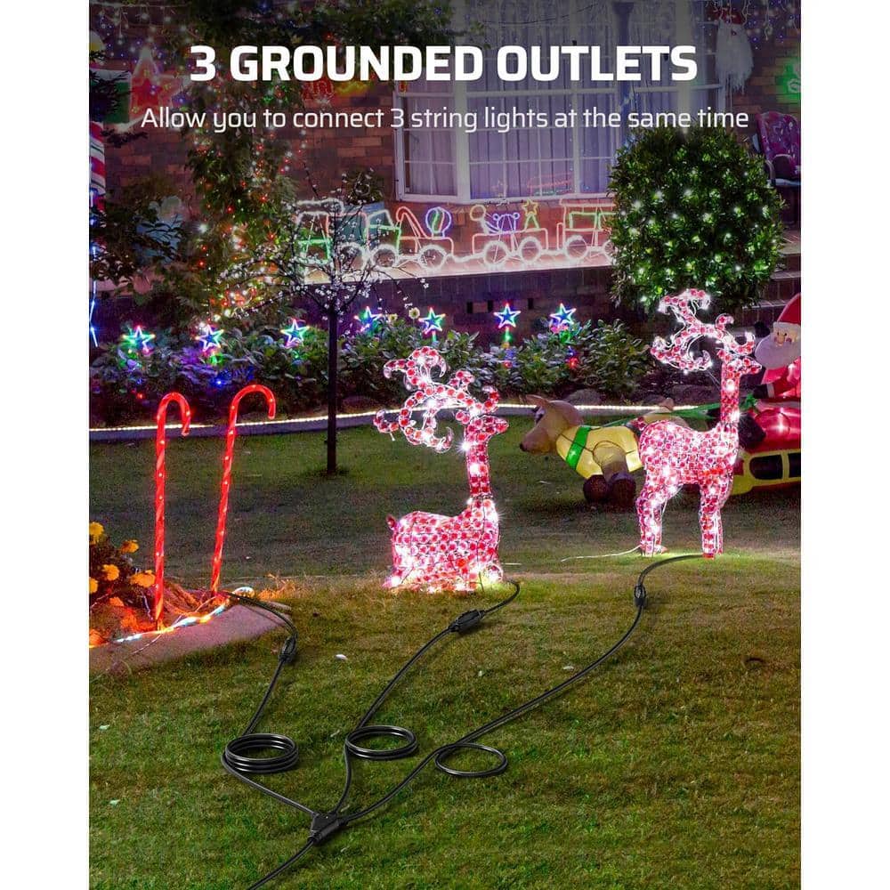 DEWENWILS 40 ft. 16/3C SJTW Outdoor Extension Cord 1 to 3 Splitter with 3-Prong 3 Outlets, Black (3)
