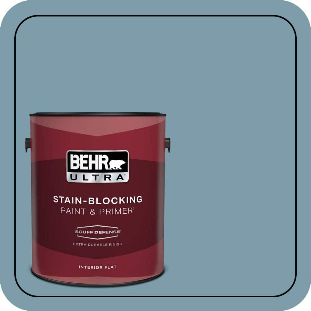 BEHR ULTRA 1 gal. #S470-4 Dolphin Blue Extra Durable Flat Interior Paint & Primer (1)