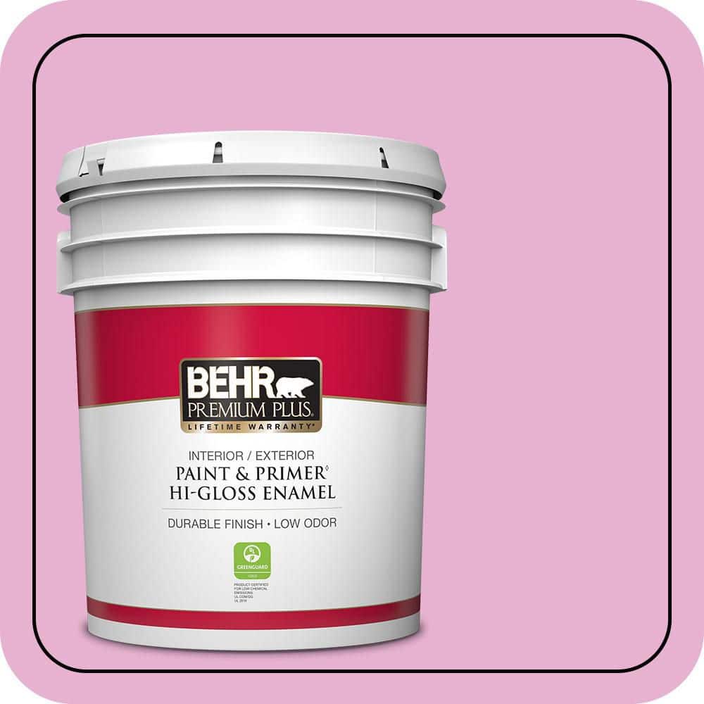 BEHR PREMIUM PLUS 5 gal. #P120-2 Gumball Hi-Gloss Enamel Interior/Exterior Paint & Primer