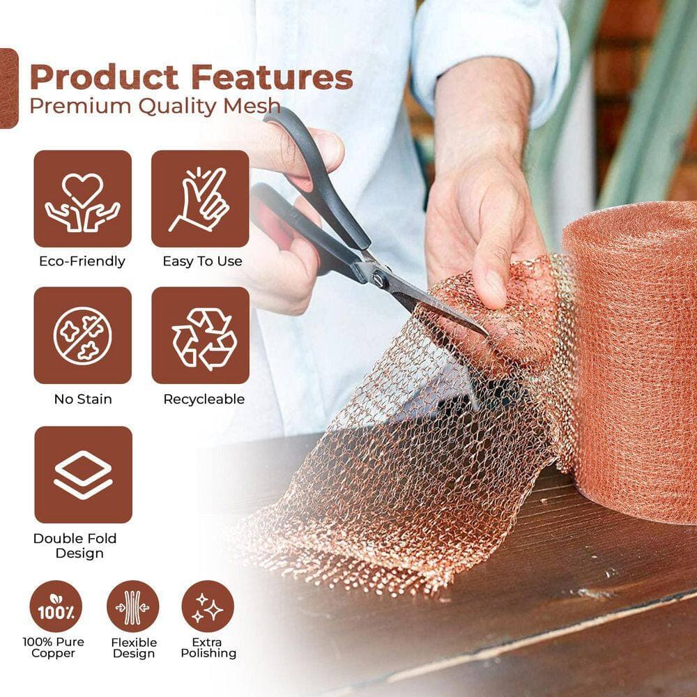 NVNOO 5 in. x 102 ft. Rustproof Copper Mesh Roll for Mice Rat Rodent, Copper Mesh Rodent Control (1-Pack) (2)