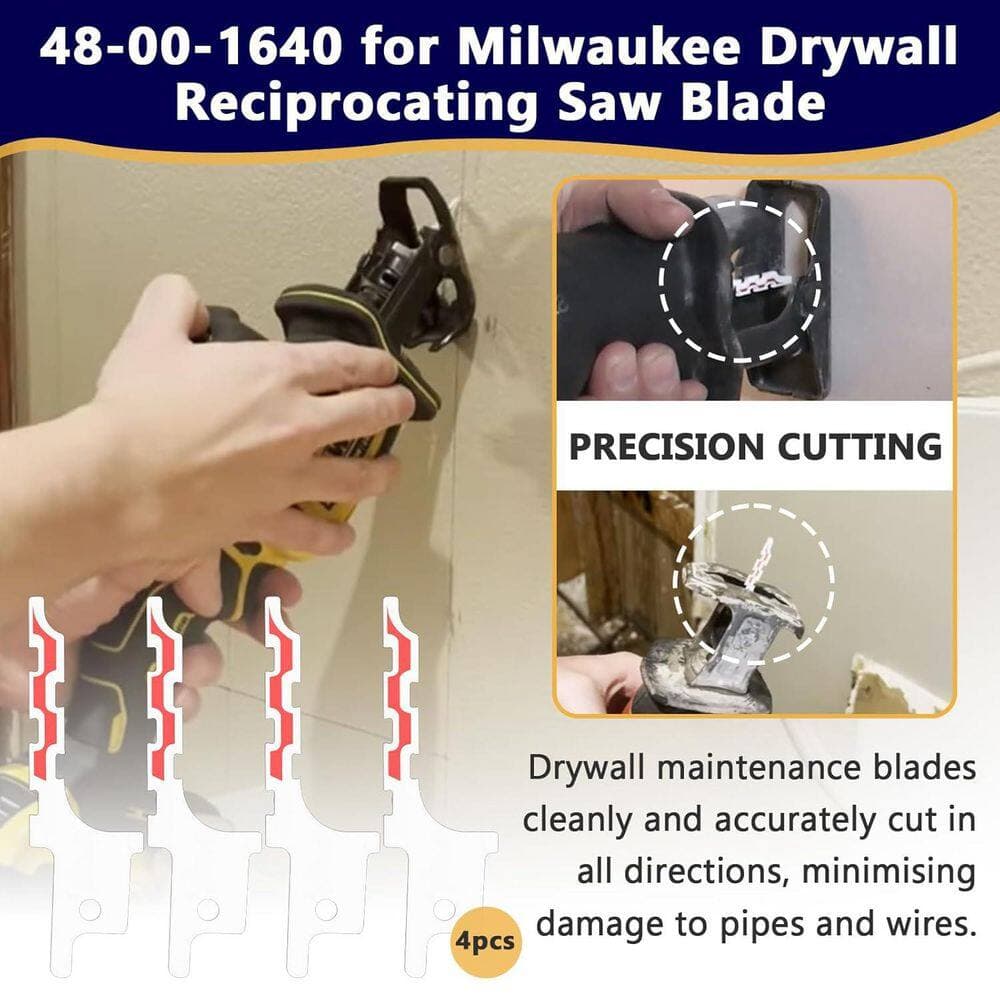 Unbranded Drywall Reciprocating Saw Blade Blunt Point Design 4-Piece Set for Safe Efficient Cutting (2)
