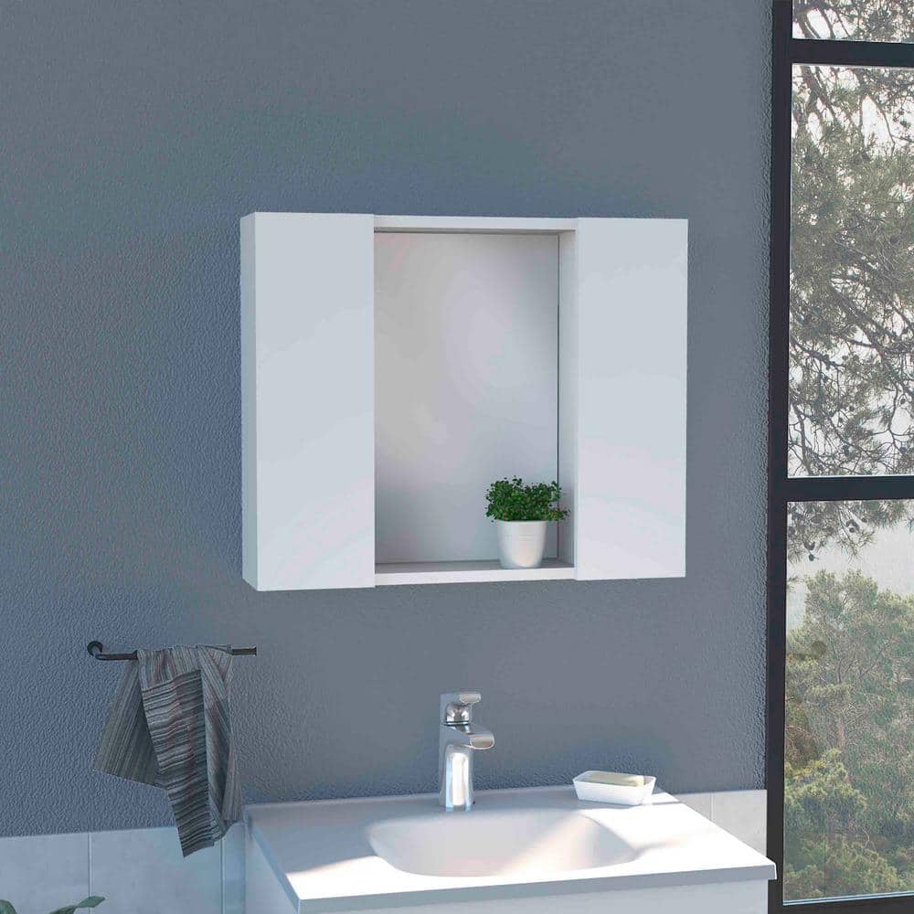 Tahanbath 5.40 in. W x 23.60 in. D x 19.50 in. H Bathroom Storage Wall Cabinet in White (3)