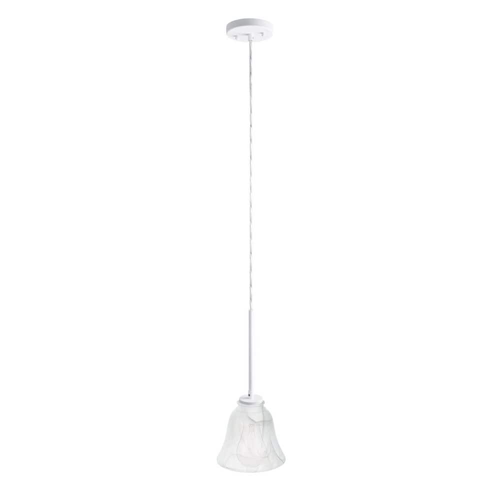 PRIVATE BRAND UNBRANDED White Pendant Light Kit with Partial Down Rod and Adjustable Height Wire (4)