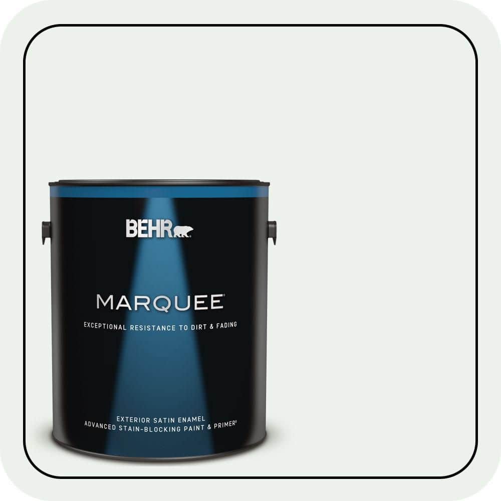 BEHR MARQUEE 1 gal. #W-D-500 Cascade White Satin Enamel Exterior Paint & Primer
