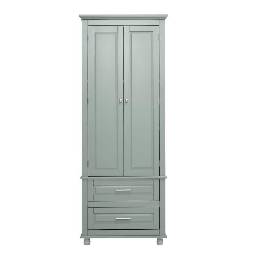 Tileon 24 in. W x 15.7 in. D x 62.5 in. H Gray MDF Freestanding Linen Cabinet with 2-Drawers (1)