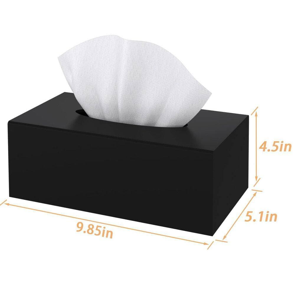 KHKFY Acrylic Tissue Box Cover Rectangular Matte Black 9.85 in. L x 5.1 in. W x 4.5 in. H for Flat Box Tissues (2)