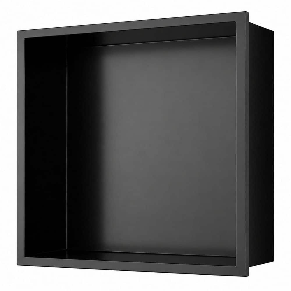 Unbranded 12 in. x 12 in. Black 304 Stainless Steel Recessed Shower Niche No Tile Needed Over Mount Storage Shelf (1)
