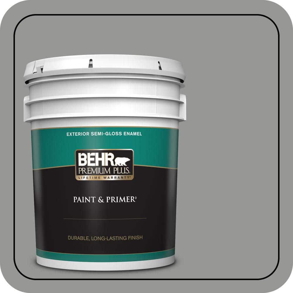 BEHR PREMIUM PLUS 5 gal. #PPU24-19 Shark Fin Semi-Gloss Enamel Exterior Paint & Primer