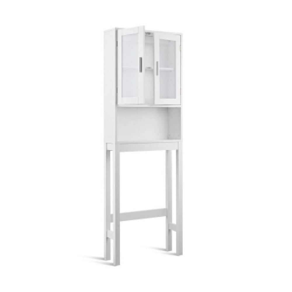 ANGELES HOME 23 in. W x 67 in. H x 7.5 in. D White Over The Toilet Storage with Adjustable Shelf