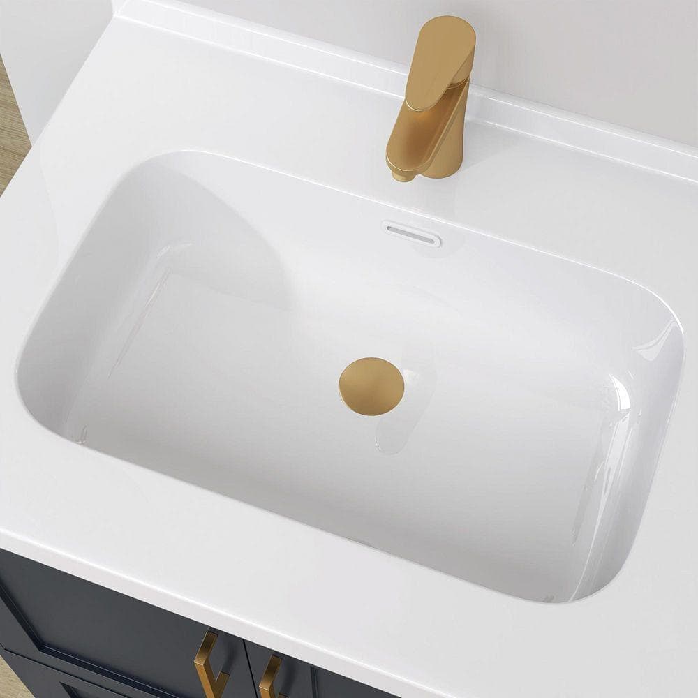 NTQ 42 in. W x 22 in. D Solid Surface White Vanity Top Rectangular Single Sink Bathroom Vanity Top in Glossy White (2)