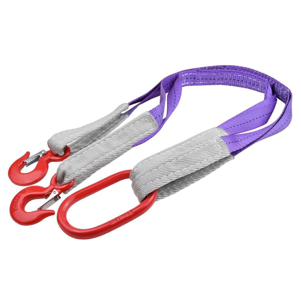 OGETFUUR 3.3 ft. Polyester Lifting Slings Straps with Hooks, 2 Leg Rigging Strap for Engines, Cranes, Hoists and Truck, Purple