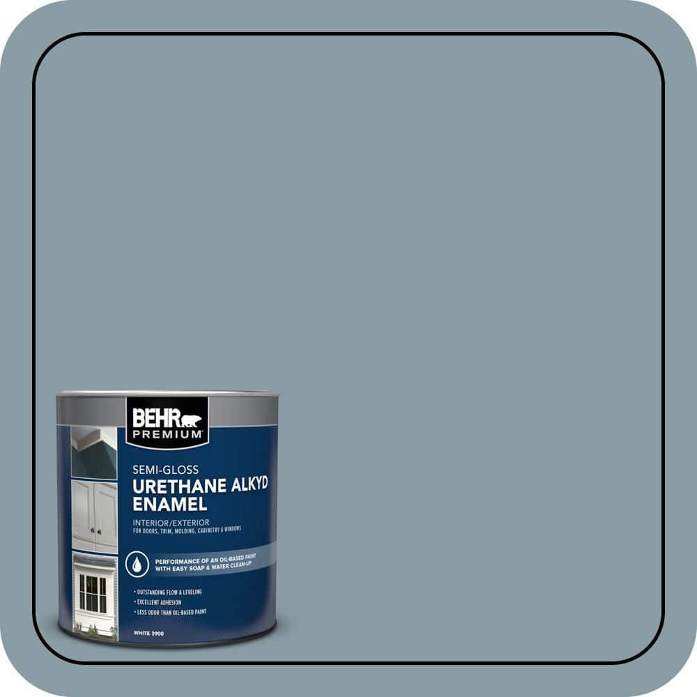 BEHR PREMIUM 1 qt. #540F-4 Shale Gray Semi-Gloss Enamel Urethane Alkyd Interior/Exterior Paint (1)