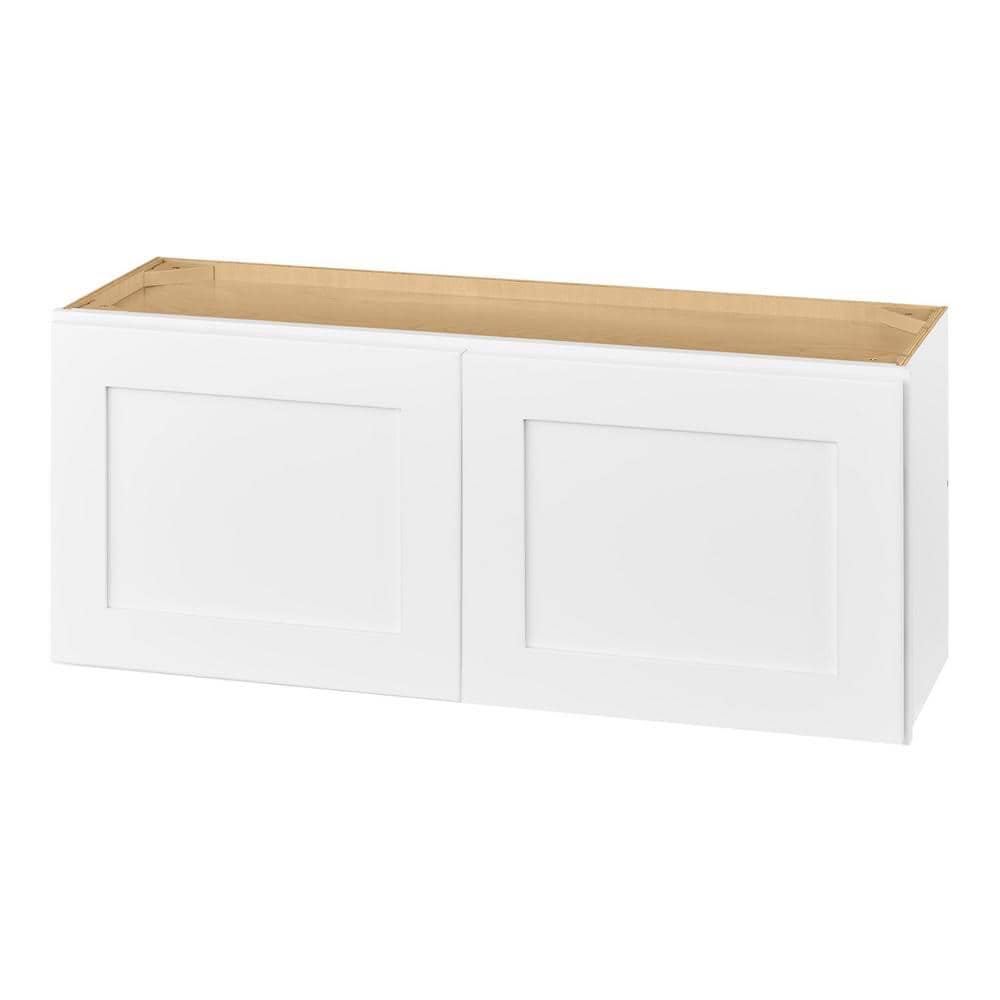 Hampton Bay Avondale 36 in. W x 12 in. D x 15 in. H Ready to Assemble Plywood Shaker Wall Bridge Kitchen Cabinet in Alpine White