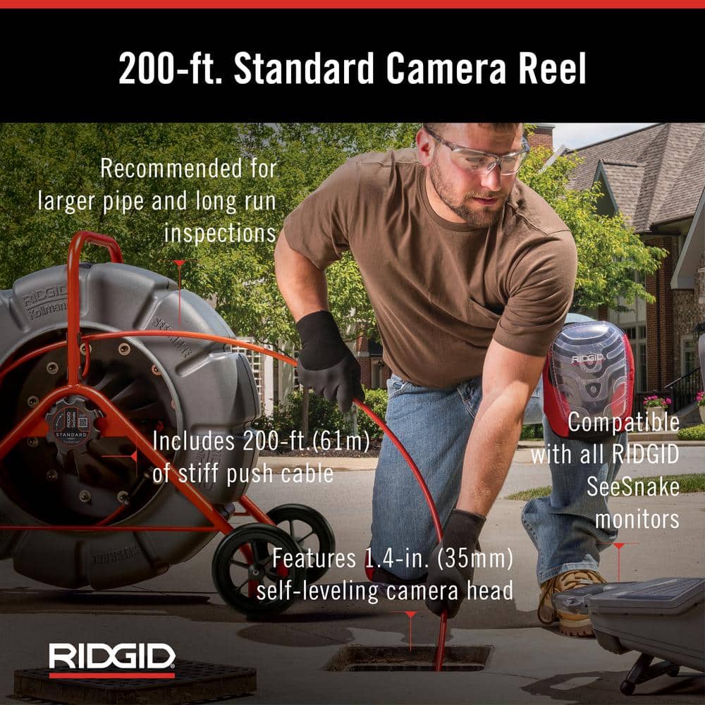 RIDGID SeeSnake Standard Sewer/Drain/Pipe Inspection Camera Reel (200 ft. Cable for 2 in.-12 in. Lines) + TruSense Technology (3)