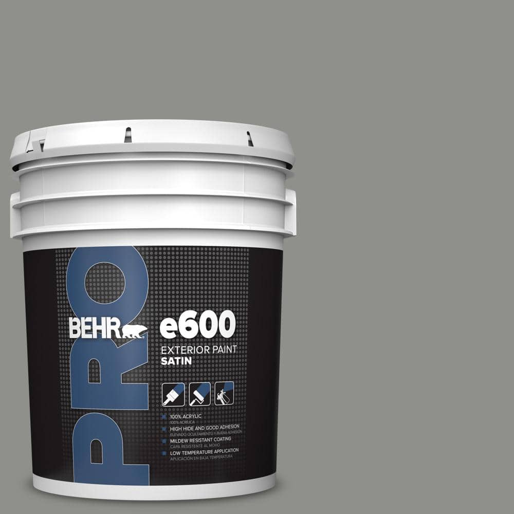 BEHR PRO 5 gal. #PPU24-20 Letter Gray Satin Enamel Exterior Paint