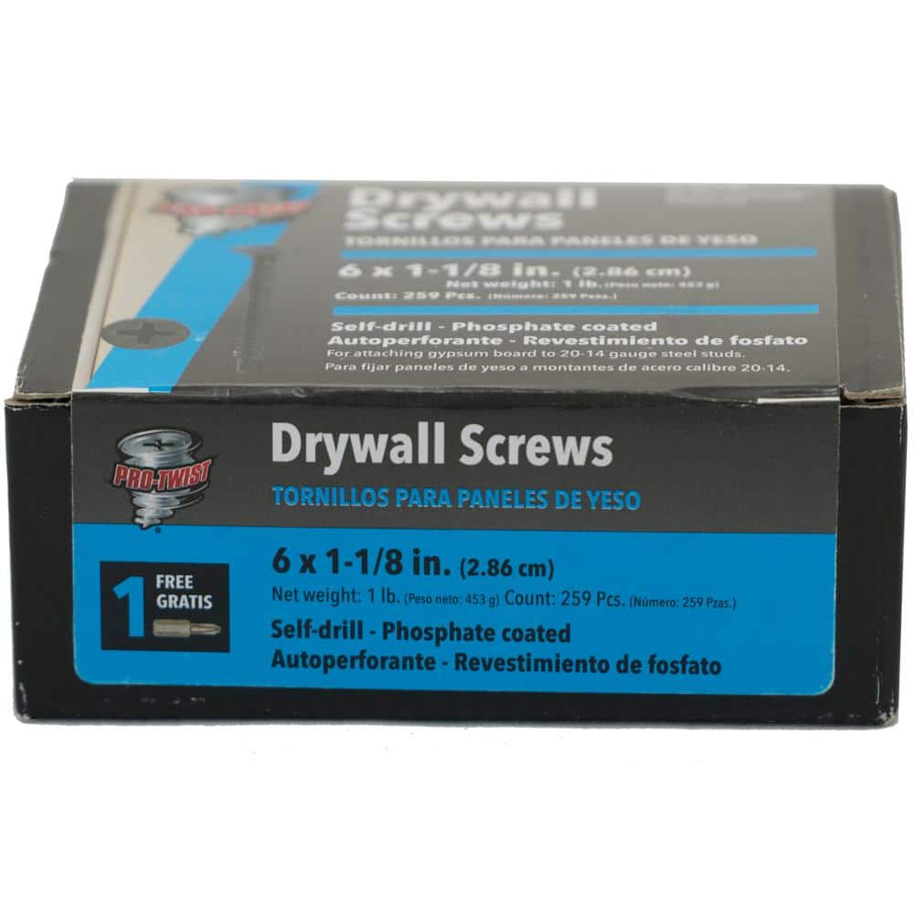 Pro-Twist #6 x 1-1/8 in. #2 Phillips Bugle Head Coarse Thread Self-Drilling Drywall Screws 1 lb. Box