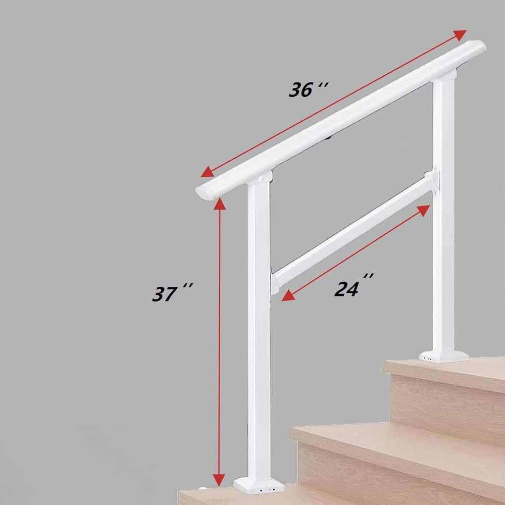 Afoxsos 3 Step Metal Handrail Kit for Outdoor and Indoor Stairs Adjustable Sturdy Safe Railings for Porch and Seniors (3)
