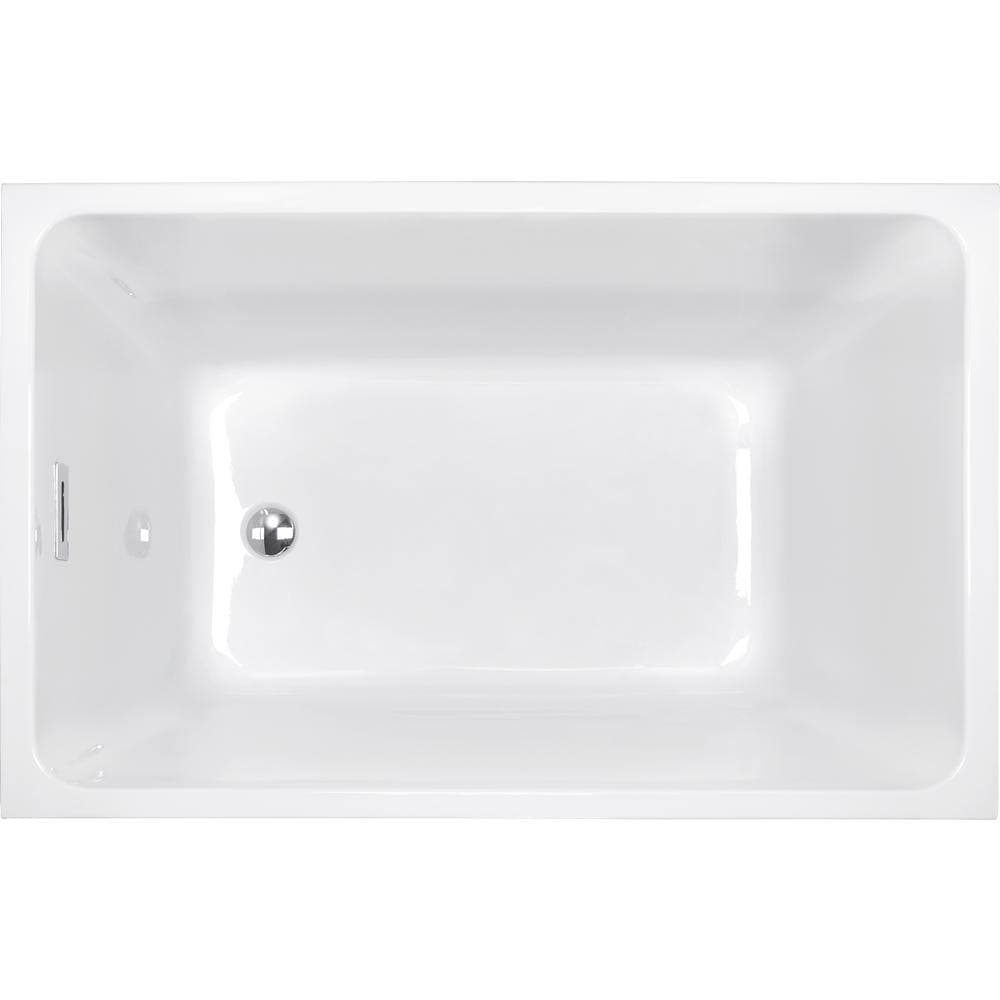 cadeninc 43 in. x 28 in. Acrylic Rectangle Freestanding Soaking Bathtub in Gloss White with Pop-Up Drain and Overflow (2)
