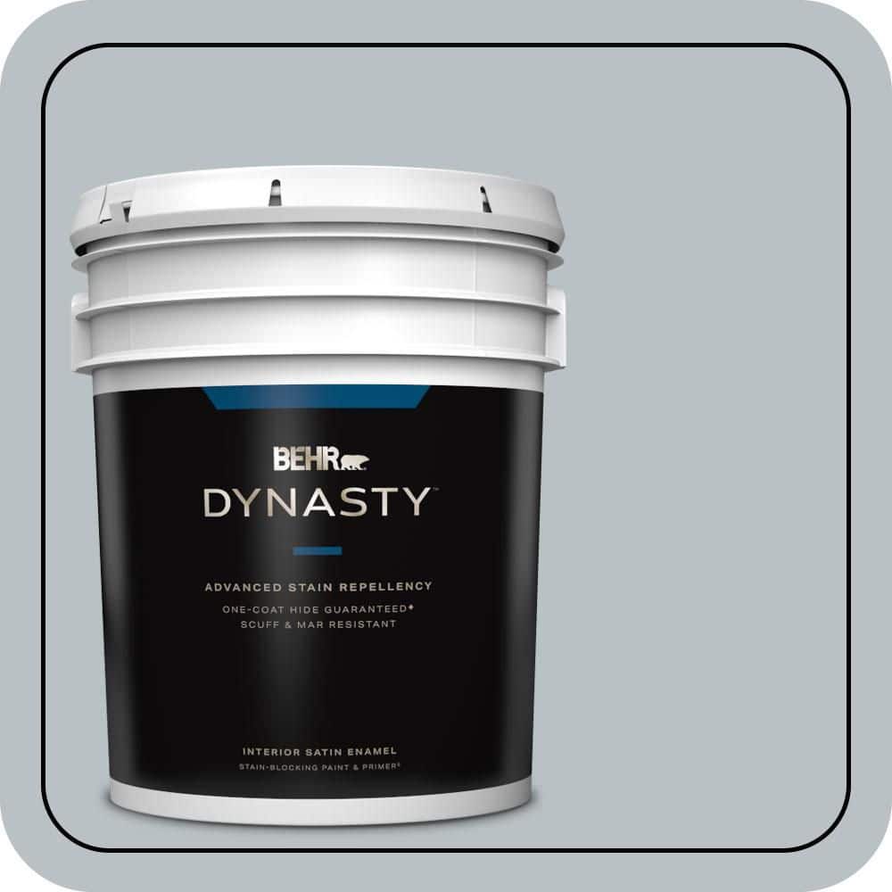 BEHR DYNASTY 5 gal. #MQ5-31 Distant Star One-Coat Hide Satin Enamel Interior Stain-Blocking Paint & Primer