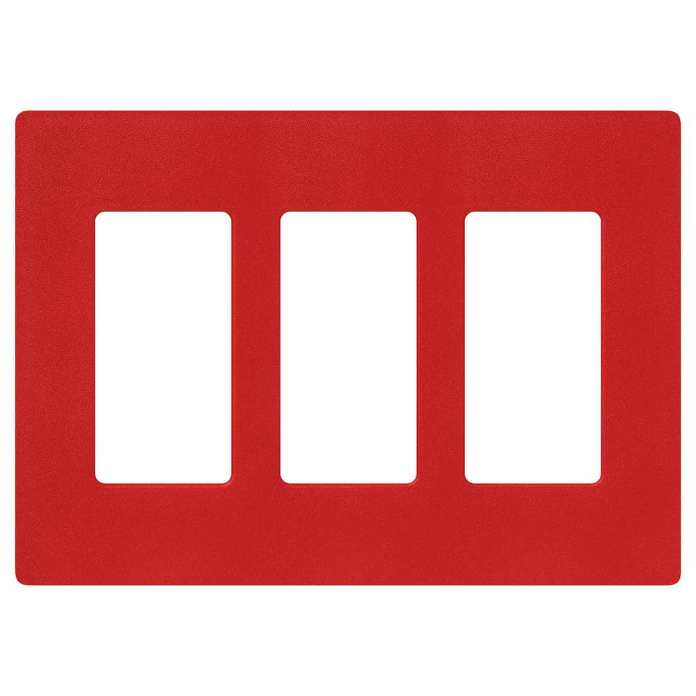 Lutron Claro 3 Gang Wall Plate for Decorator/Rocker Switches, Satin, Signal Red (SC-3-SR) (1-Pack)