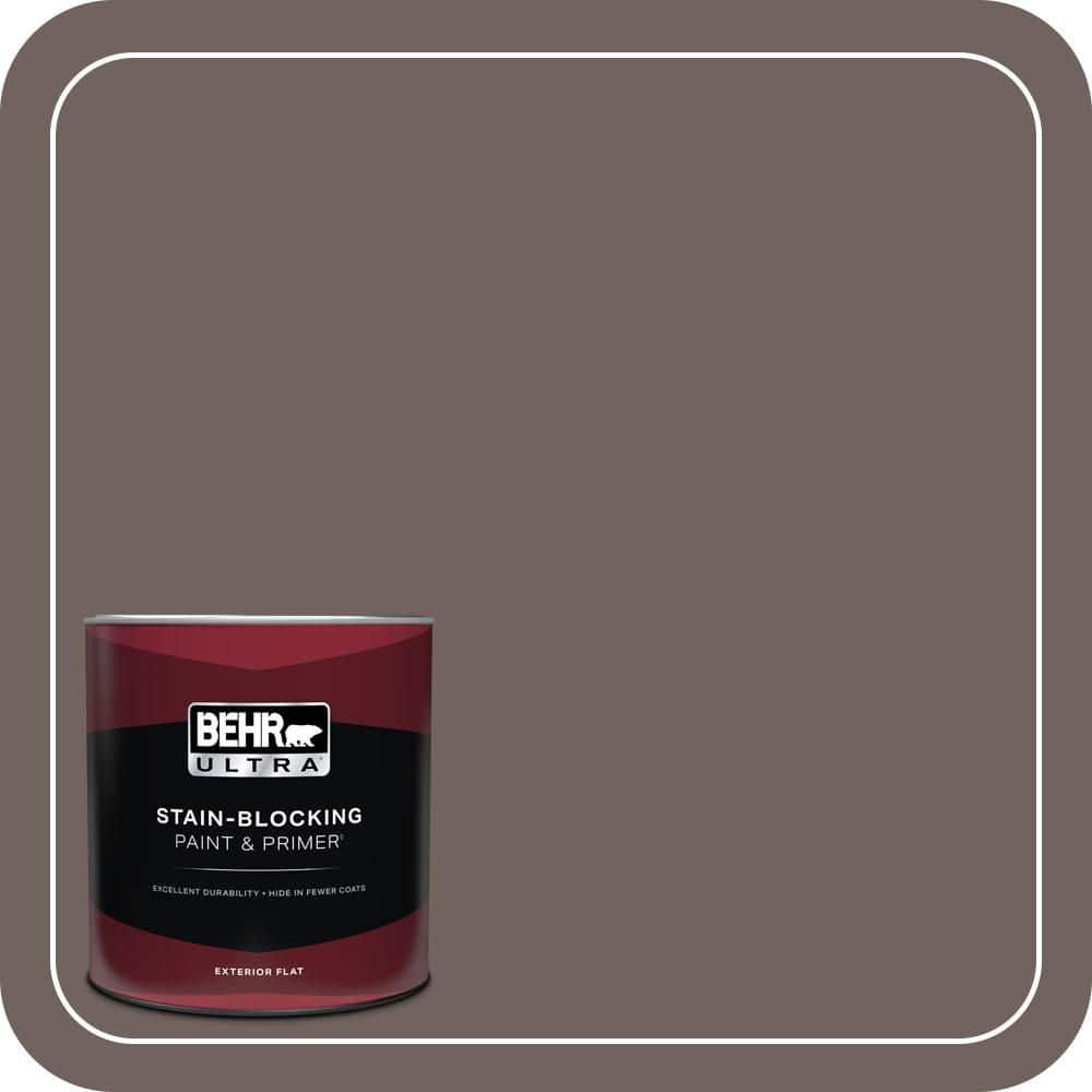 BEHR ULTRA 1 qt. #N140-6 Wright Brown Flat Exterior Paint & Primer