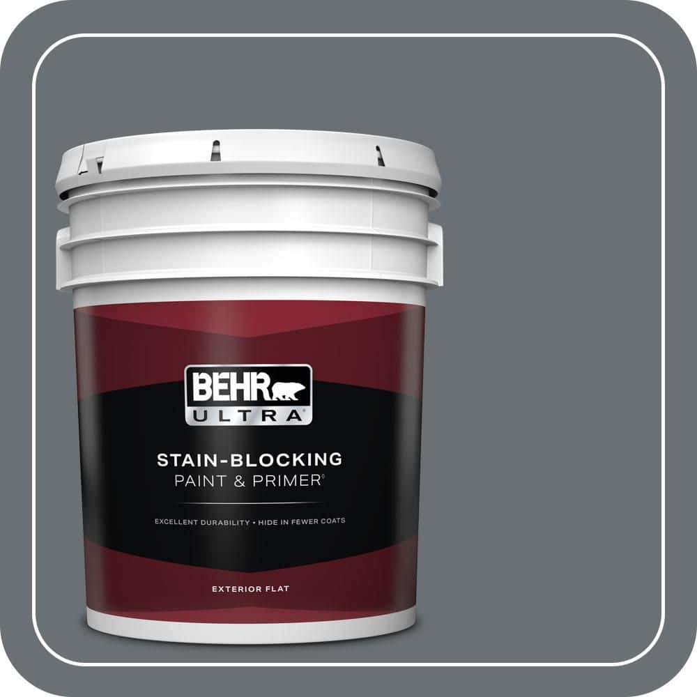 BEHR ULTRA 5 gal. #QE-61 Rich Pewter Flat Exterior Paint & Primer