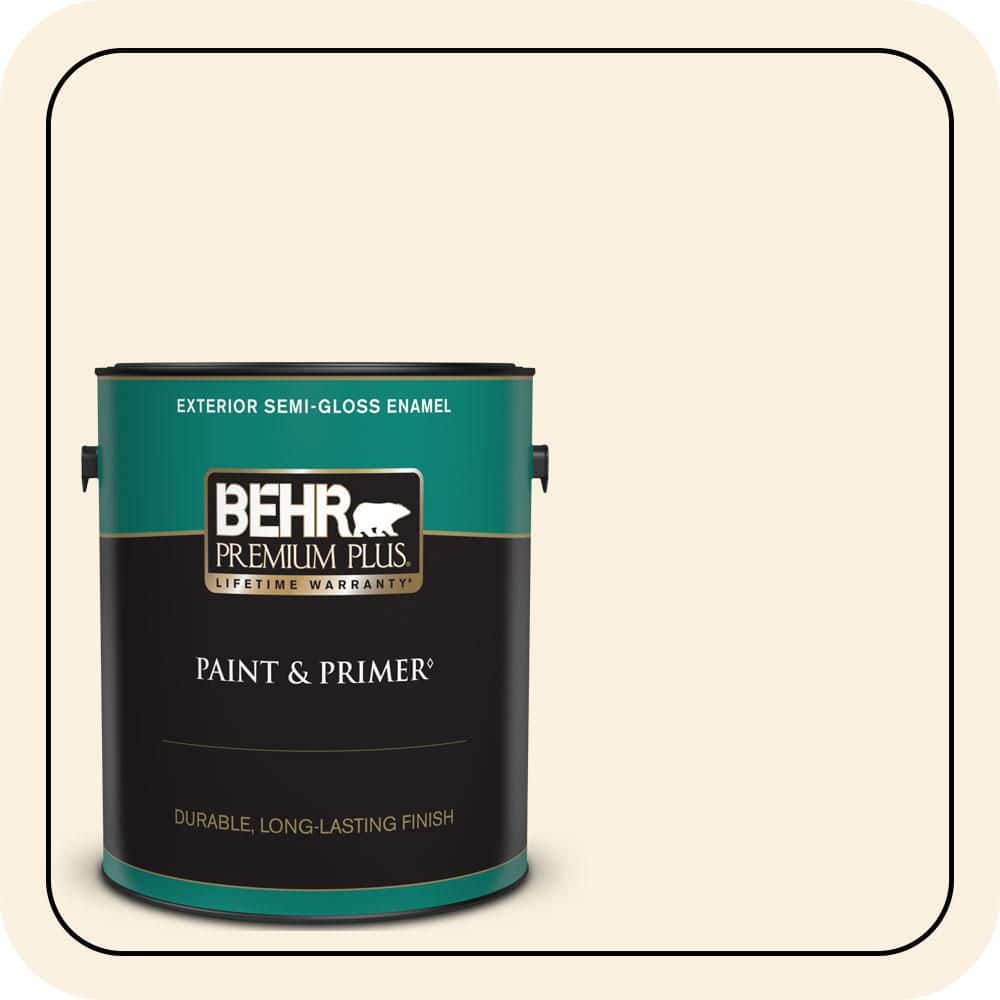 BEHR PREMIUM PLUS 1 gal. #PWN-13 Fine Porcelain Semi-Gloss Enamel Exterior Paint & Primer