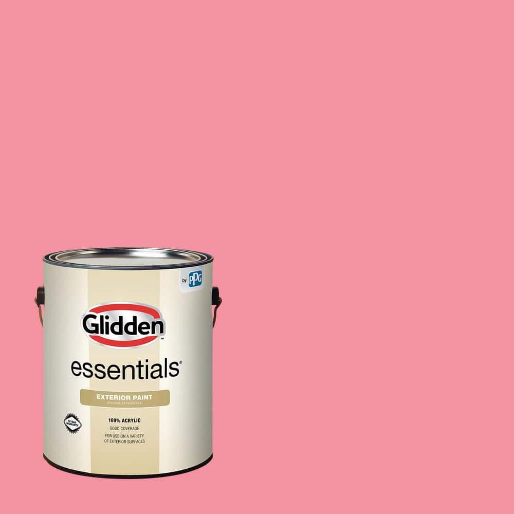 Glidden Essentials 1 gal. Pink Punch PPG1184-4 Flat Exterior Paint