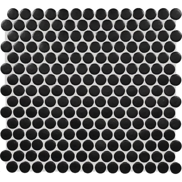 Daltile Restore Black 11 in. x 13 in. Matte Ceramic Penny Round Mosaic Floor and Wall Tile (1.06 sq. ft./each) (2)