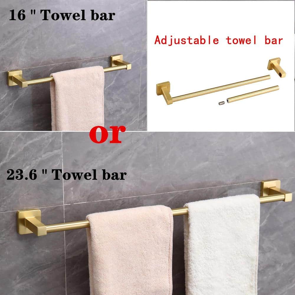 Adrinfly 23.6 in. Wall Mounted Towel Bar Bathroom Hardware Set in Brushed Gold (2)