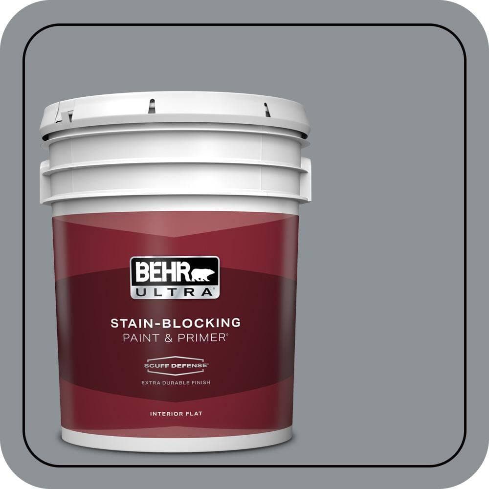 BEHR ULTRA 5 gal. #PPU18-04 Dark Pewter Extra Durable Flat Interior Paint & Primer