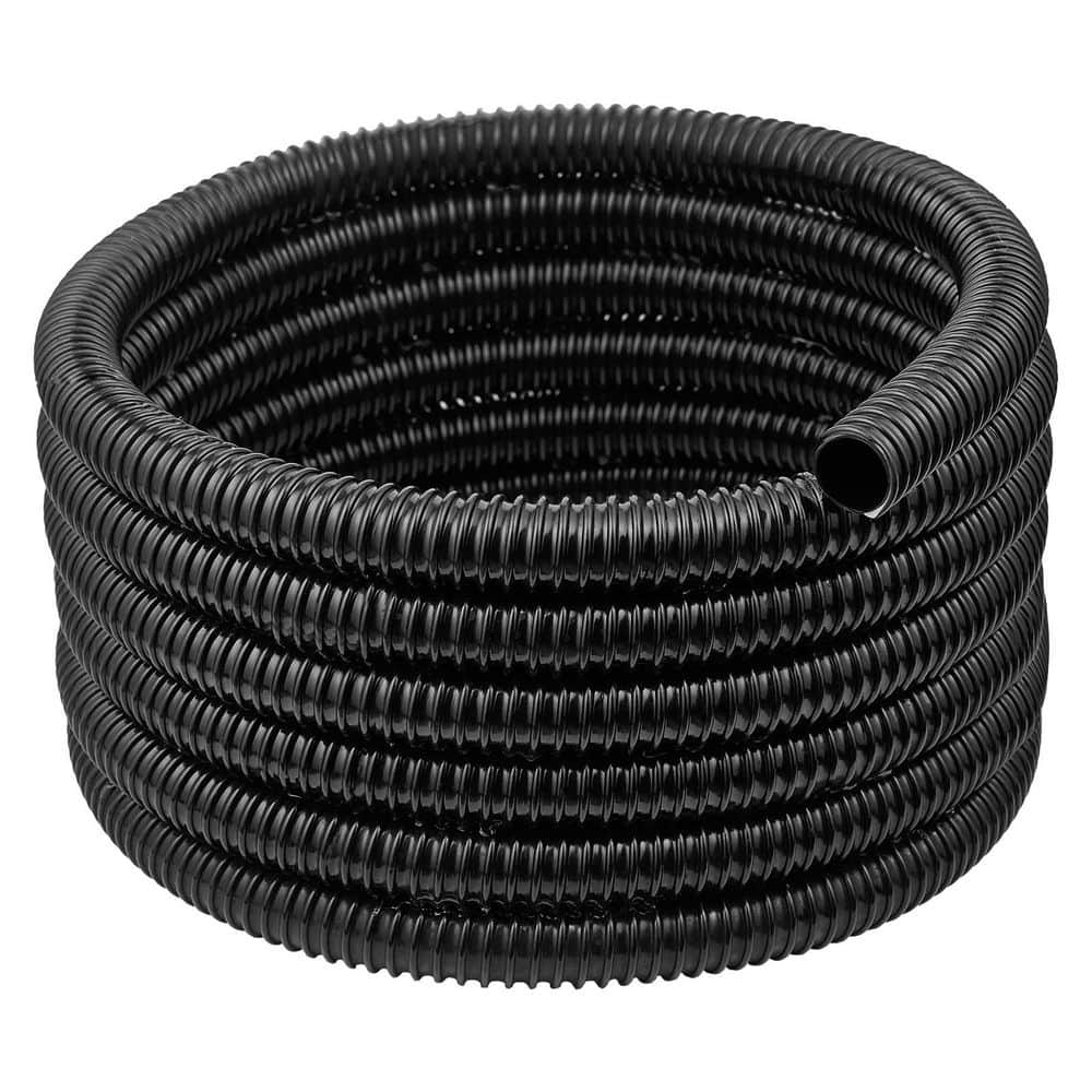 SKYSHALO 21 ft. Corrugated Pond Tubing, Flexible PVC Hose, Plastic Corrugated Water Tubing for Pond, Black Drain Pipe(1 pcs)