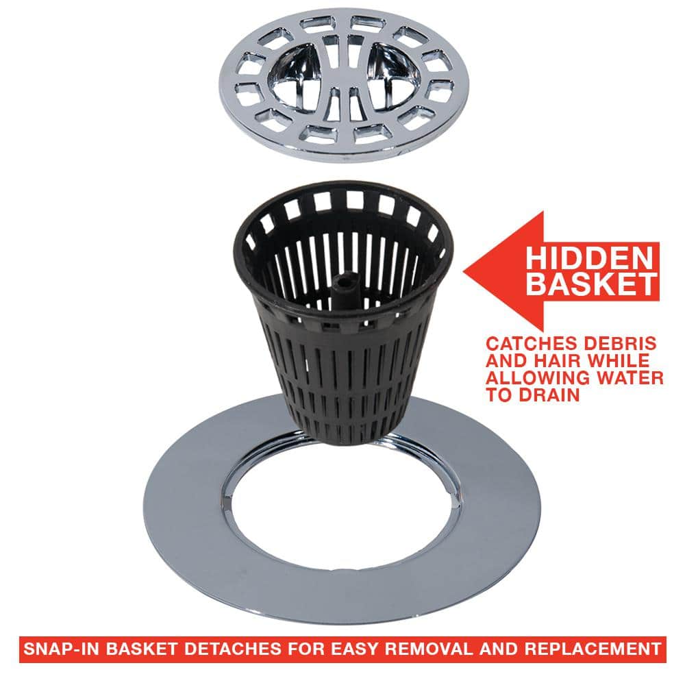 DANCO Hair Catcher for Shower Drain in Chrome with Extra Baskets (2)
