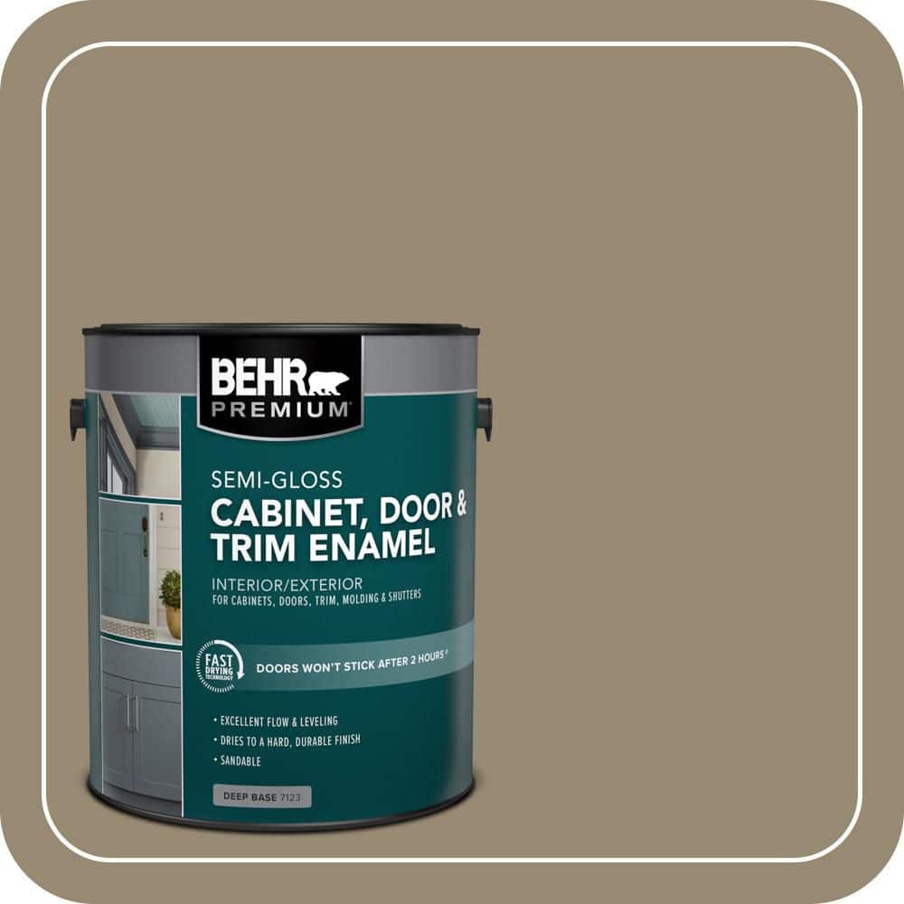 BEHR PREMIUM 1 gal. #N310-5 Weathered Fossil Semi-Gloss Enamel Interior/Exterior Cabinet, Door & Trim Paint (1)
