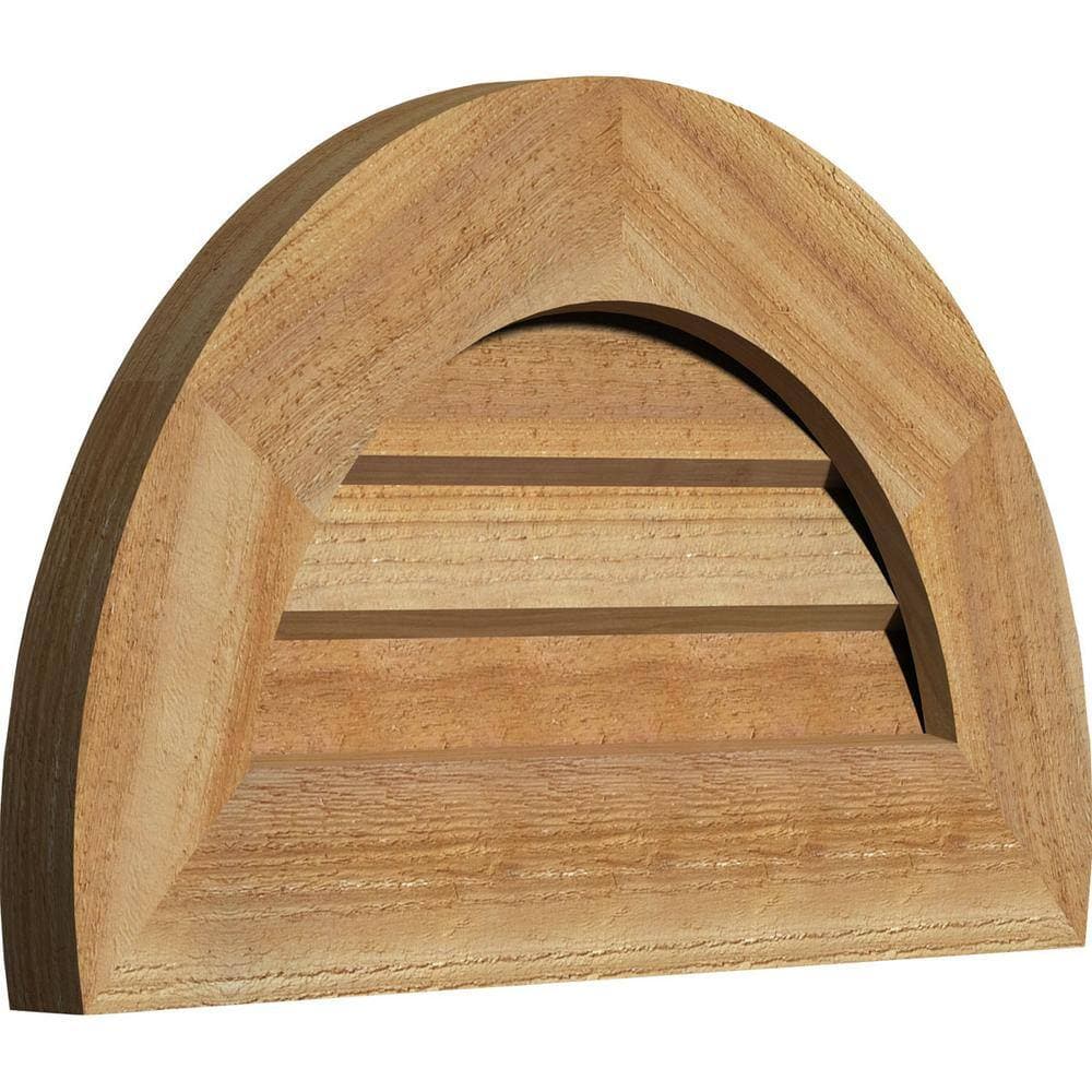 Ekena Millwork 21" x 13" Half Round Rough Sawn Western Red Cedar Wood Paintable Gable Louver Vent Non-Functional (2)