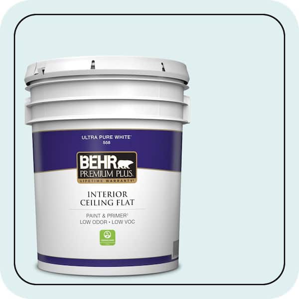 BEHR PREMIUM PLUS 5 gal. #M480-1 Helium Ceiling Flat Interior Paint & Primer (2)
