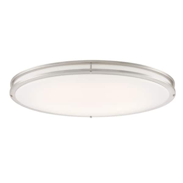 1-Pack Commercial Electric 32 in. Modern Brushed Nickel Dimmable Integrated LED Flush Mount for Kitchens
