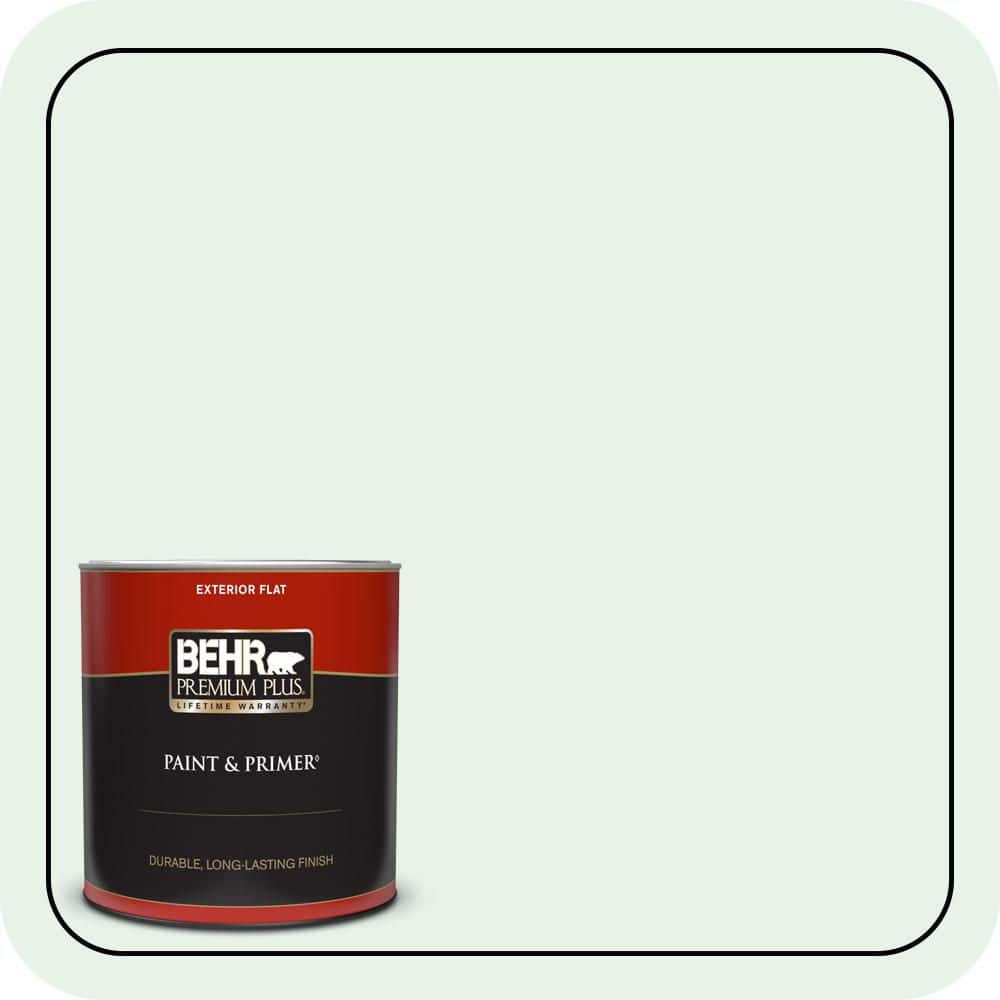 BEHR PREMIUM PLUS 1 qt. #470C-1 Mint Fizz Flat Exterior Paint & Primer