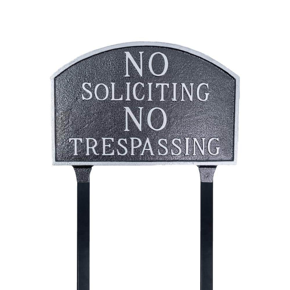 Montague Metal Products No Soliciting, No Trespassing Arch Standard Statement Plaque with 23 in. Lawn Stakes - Swedish Iron