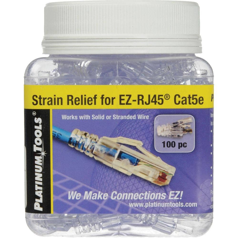 Platinum Tools EZ-RJ45 CAT5E Strain Relief in Clear (100 per Jar)